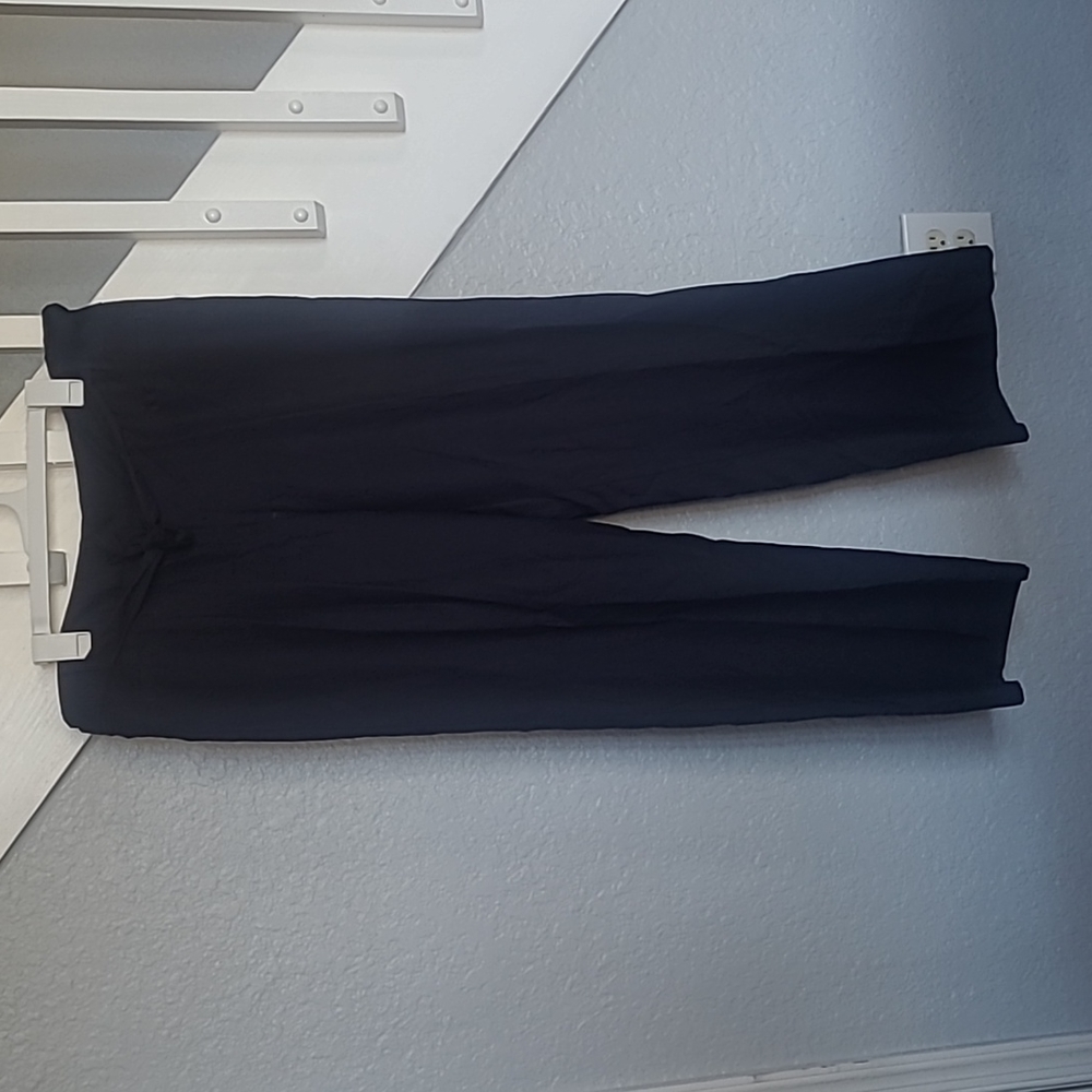 Navy linen straight leg pants